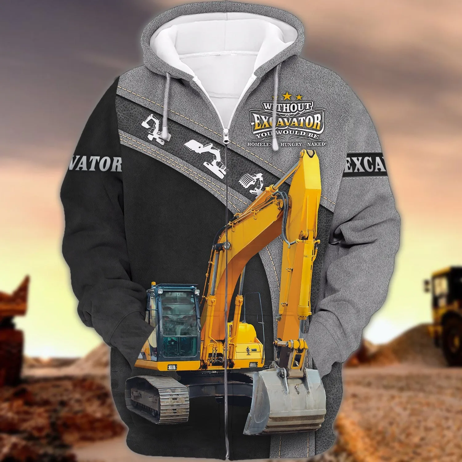 Excavator Driver 3D Full Print Shirt for Men & Women, Christmas Shirt for Excavator