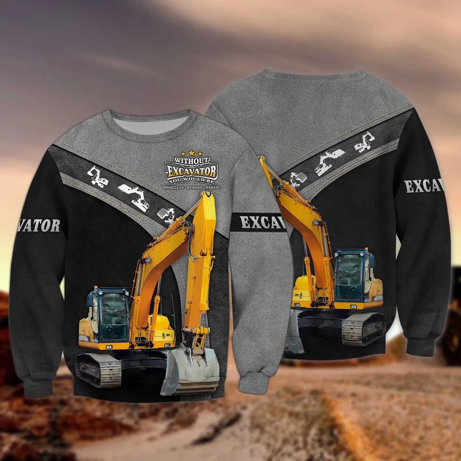 Excavator Driver 3D Full Print Shirt for Men & Women, Christmas Shirt for Excavator