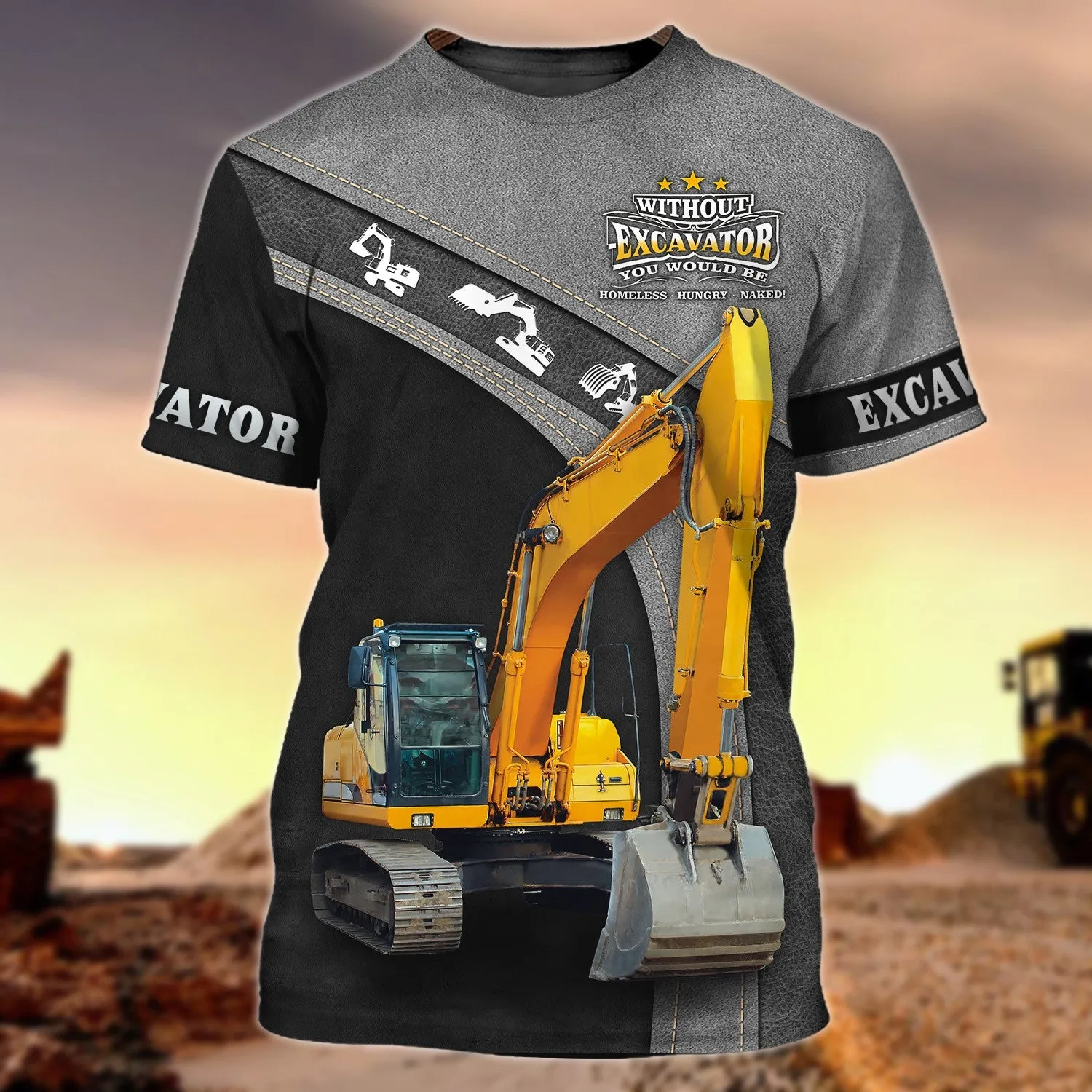 Excavator Driver 3D Full Print Shirt for Men & Women, Christmas Shirt for Excavator