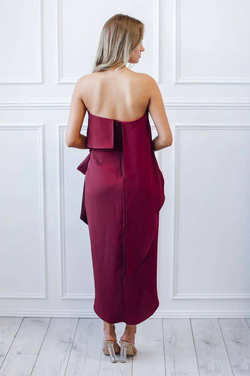 Fleur Strapless Dress - Burgundy