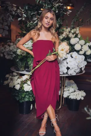 Fleur Strapless Dress - Burgundy