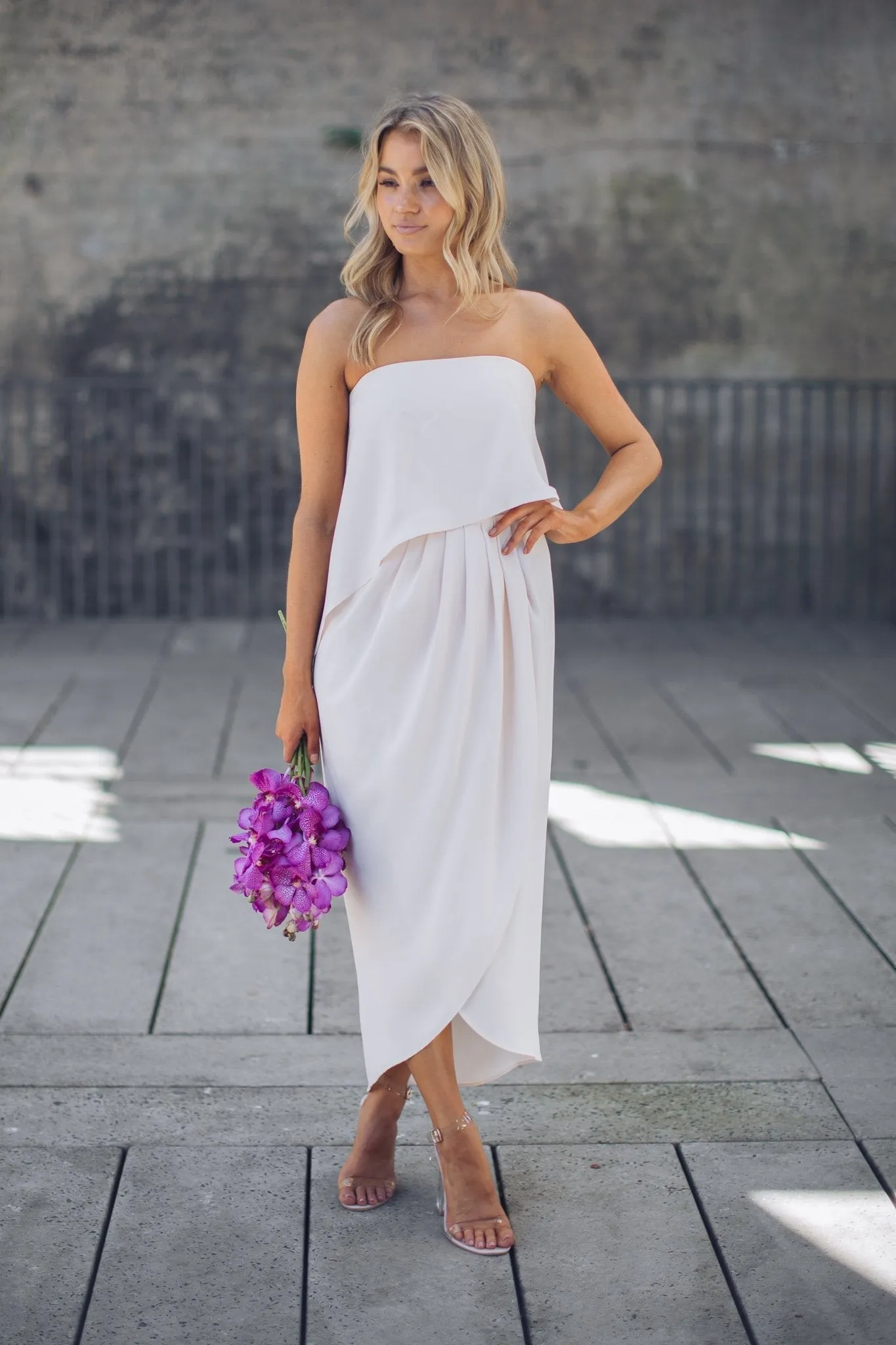 Fleur Strapless Dress - Nude