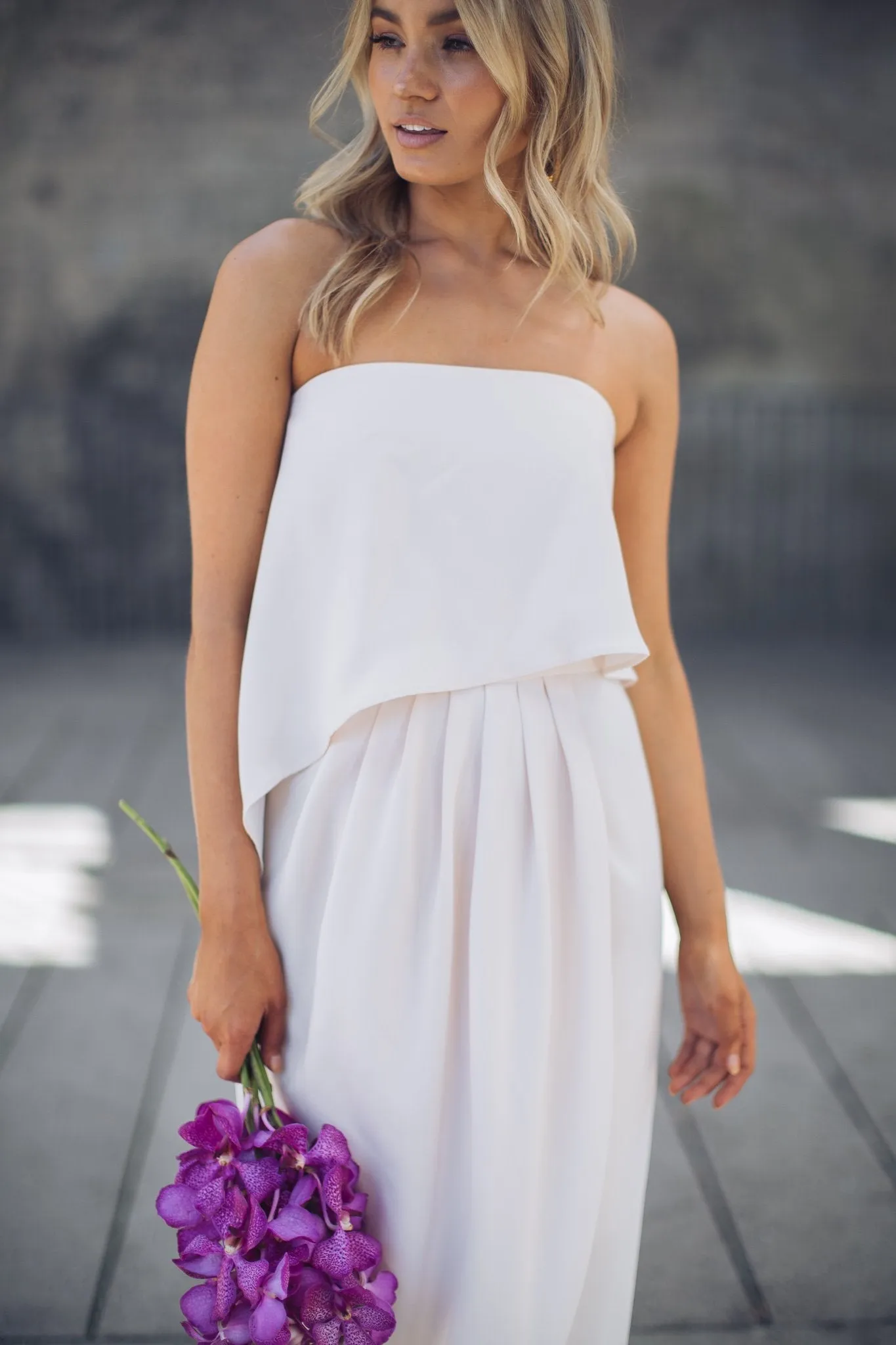 Fleur Strapless Dress - Nude