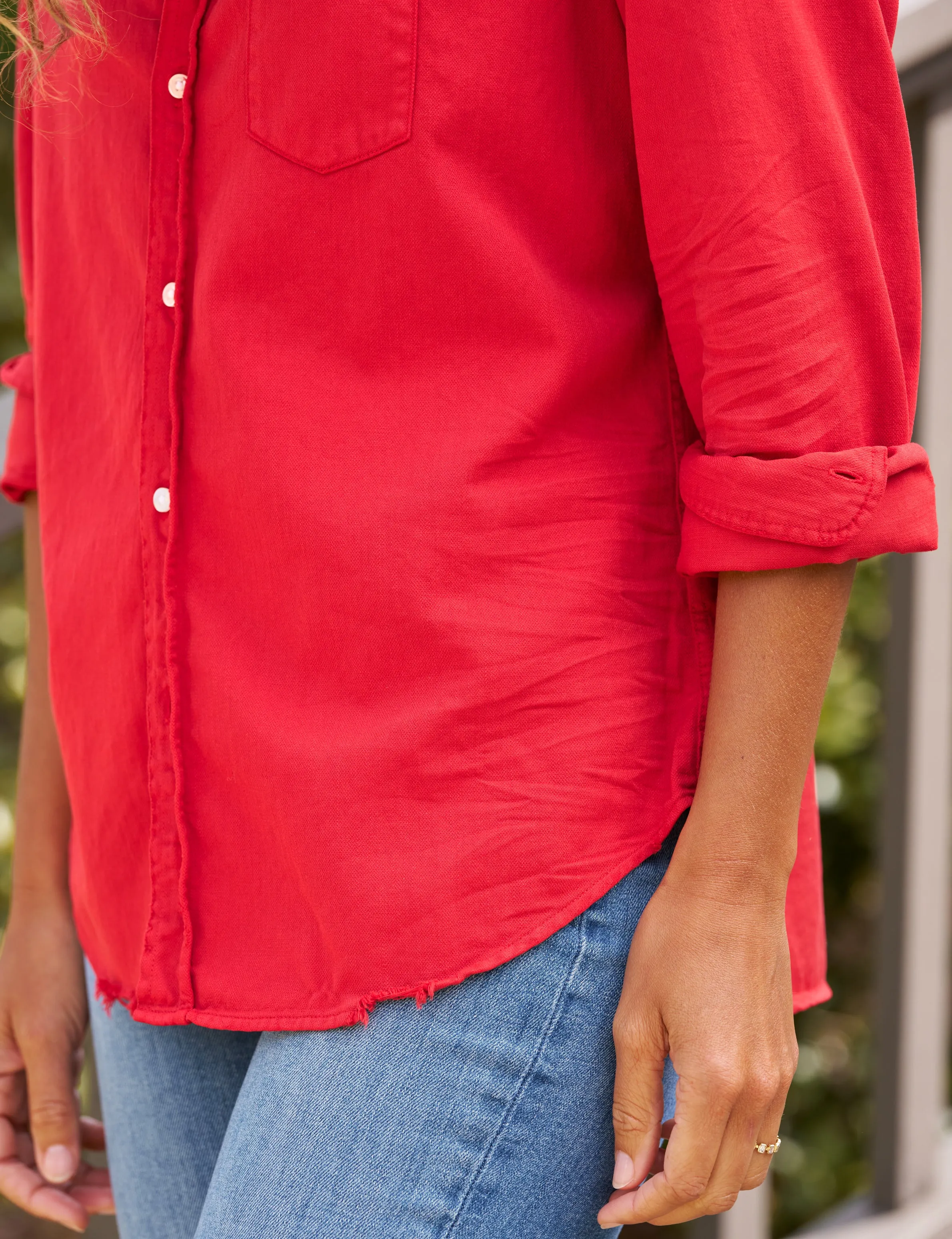 Frank & Eileen - Eileen Relaxed Button-Up Shirt in Crimson