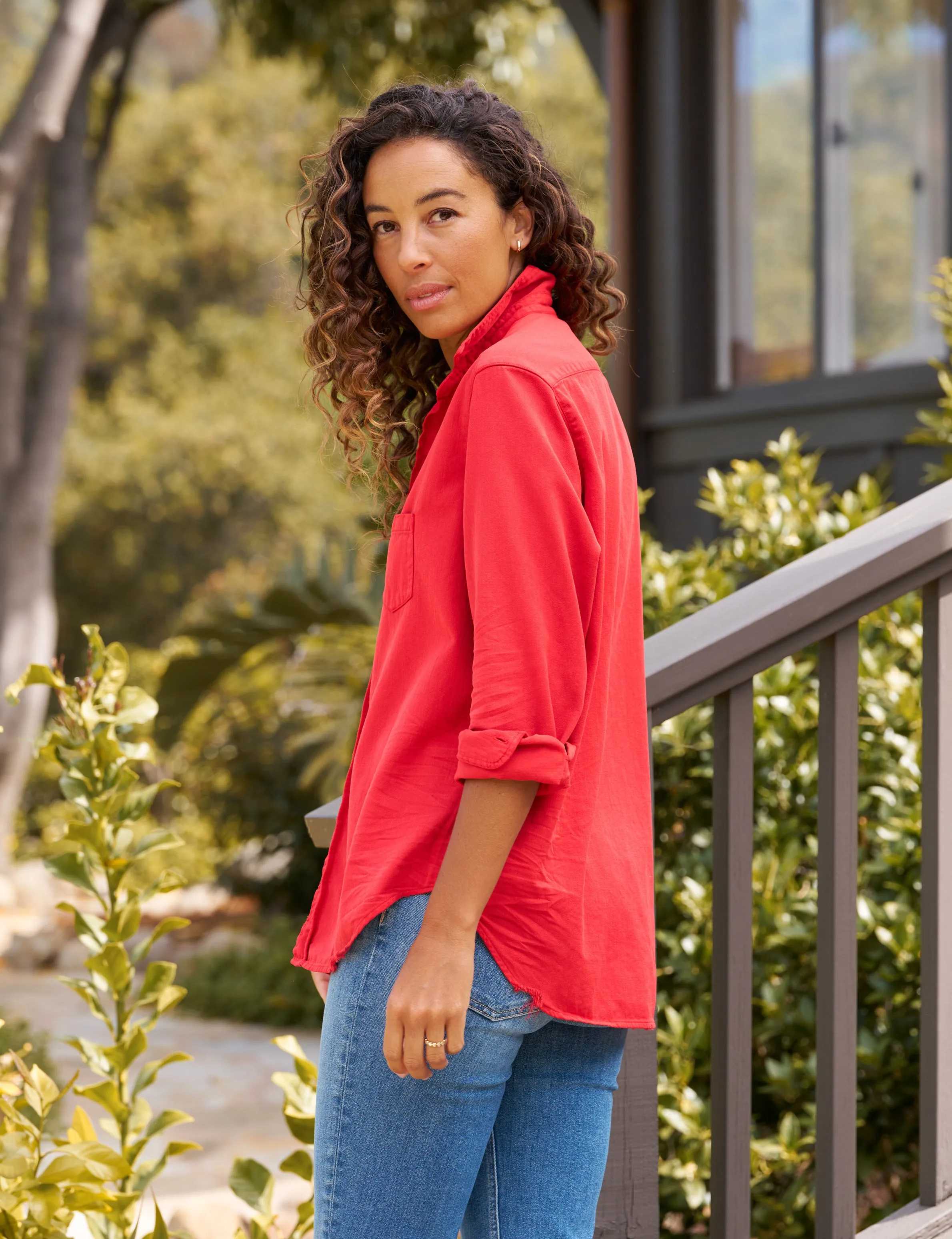 Frank & Eileen - Eileen Relaxed Button-Up Shirt in Crimson