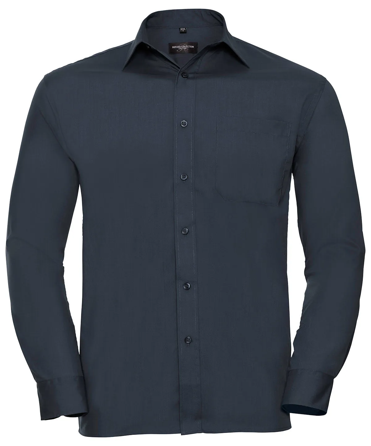 French Navy - Long sleeve polycotton easycare poplin shirt