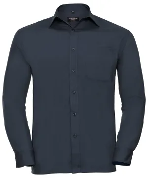 French Navy - Long sleeve polycotton easycare poplin shirt