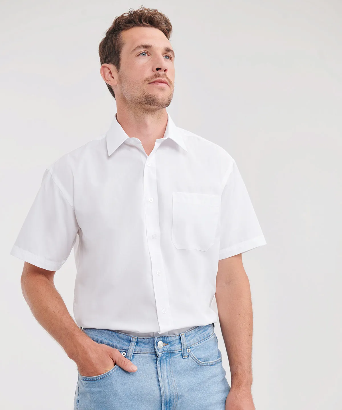 French Navy - Short sleeve polycotton easycare poplin shirt