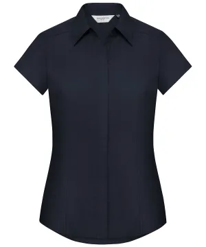 French Navy - Women's cap sleeve polycotton easycare fitted poplin shirt