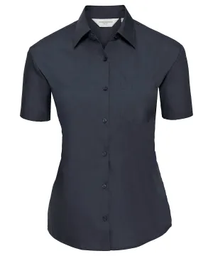 French Navy - Women's short sleeve polycotton easycare poplin shirt