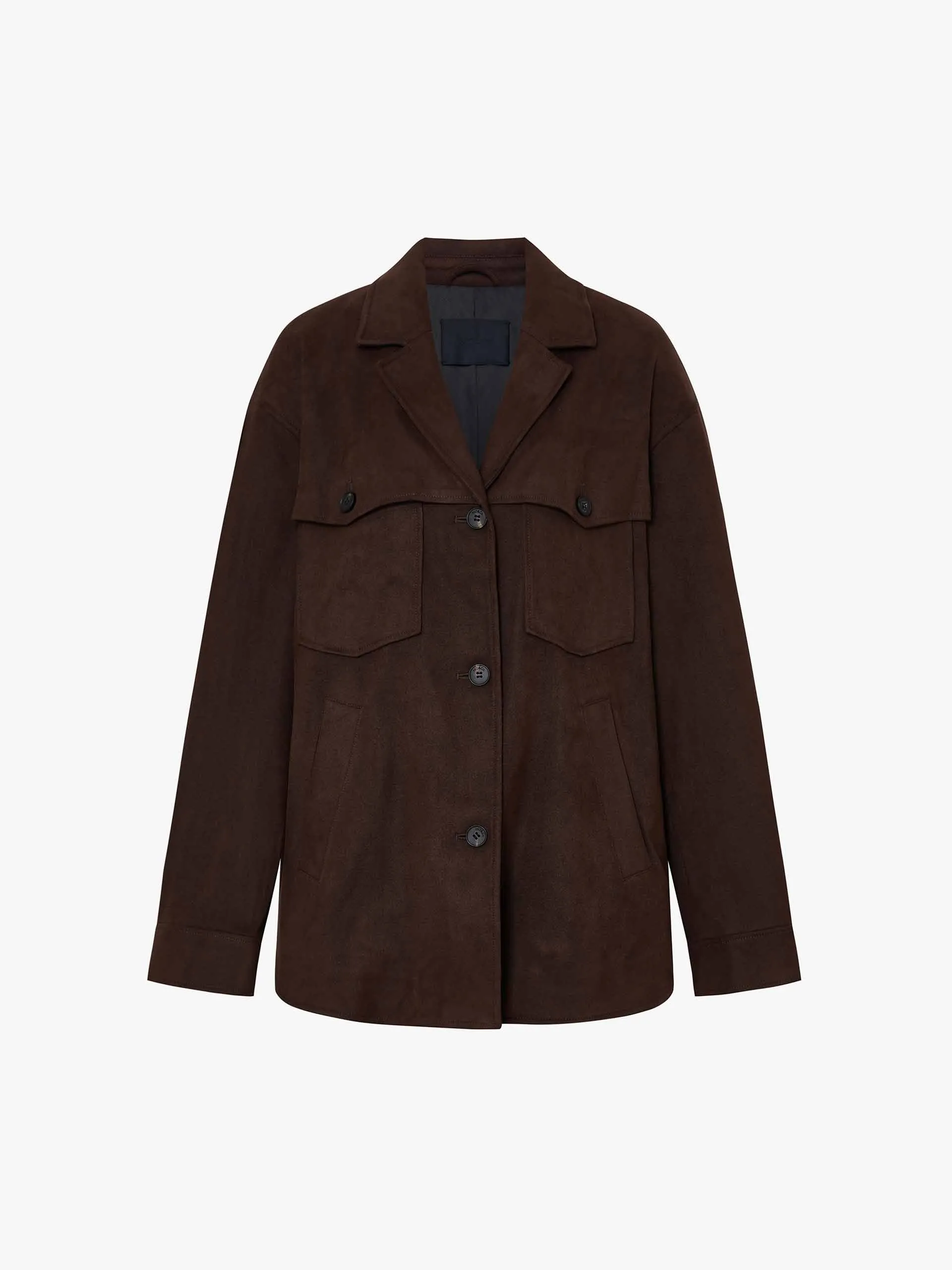 Front Pocket Suede Coat