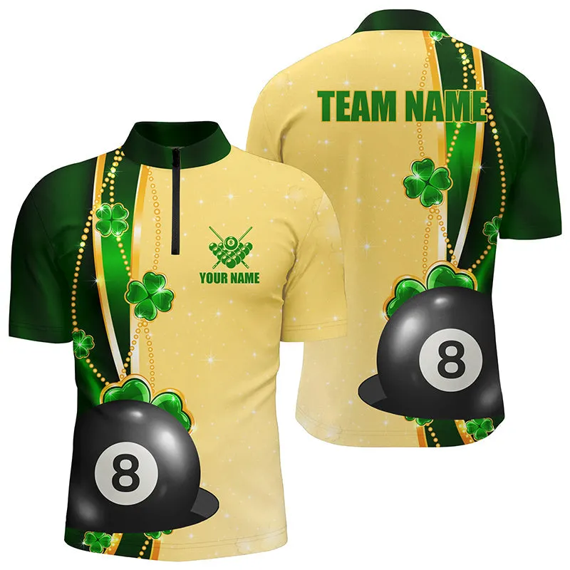 Funny St Patrick's Day Shirts Custom Men Billiard 3D Jersey, 3D 8 Ball Pool Patrick Gifts