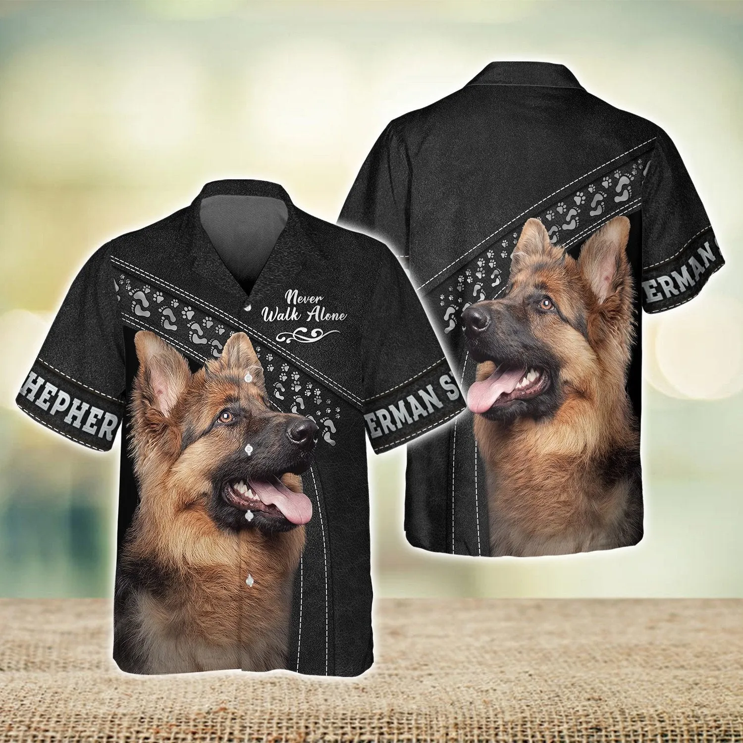 German Shepherd Love Never Walk Alone Black 3D Full Print Shirts, Shirt For Dog Lovers, Dog Memorial Gifts for loss of Dog