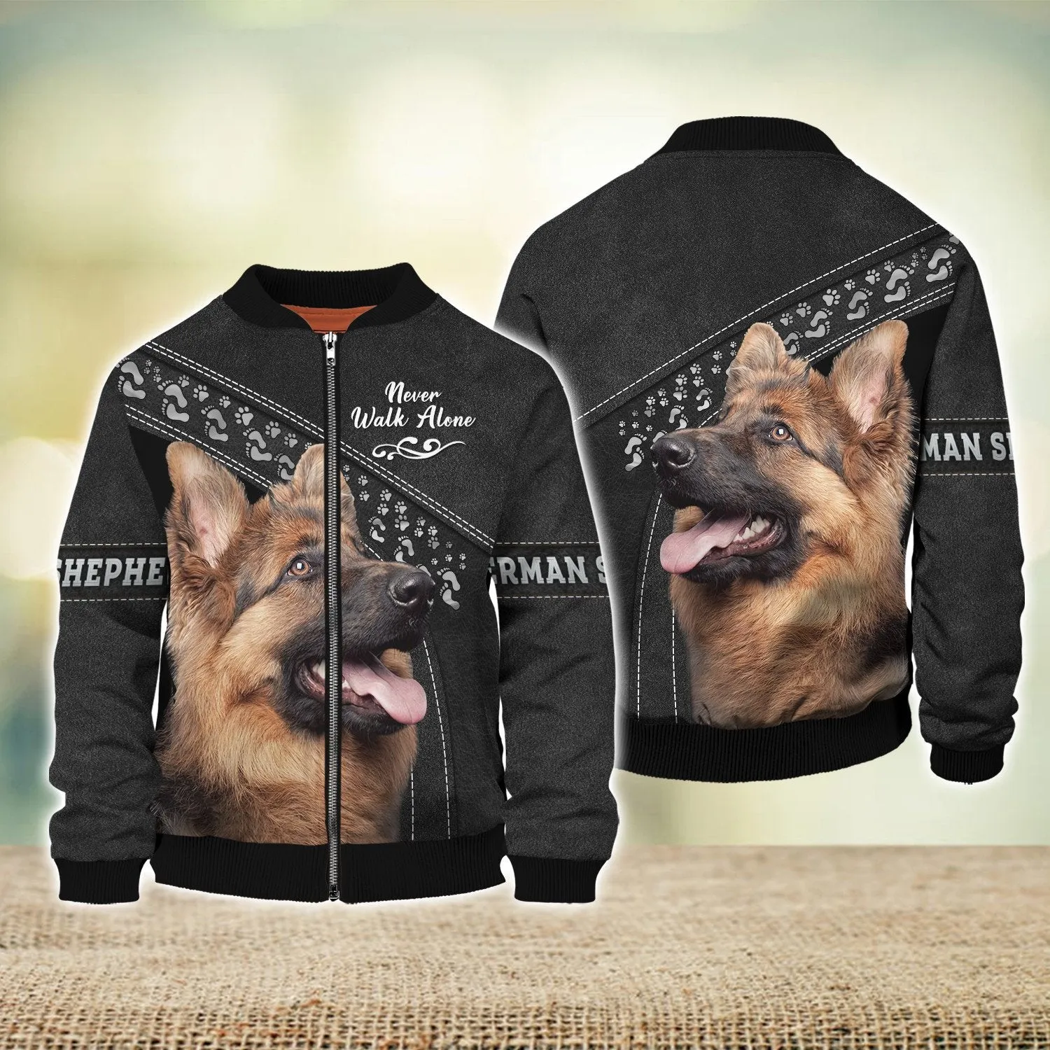 German Shepherd Love Never Walk Alone Black 3D Full Print Shirts, Shirt For Dog Lovers, Dog Memorial Gifts for loss of Dog