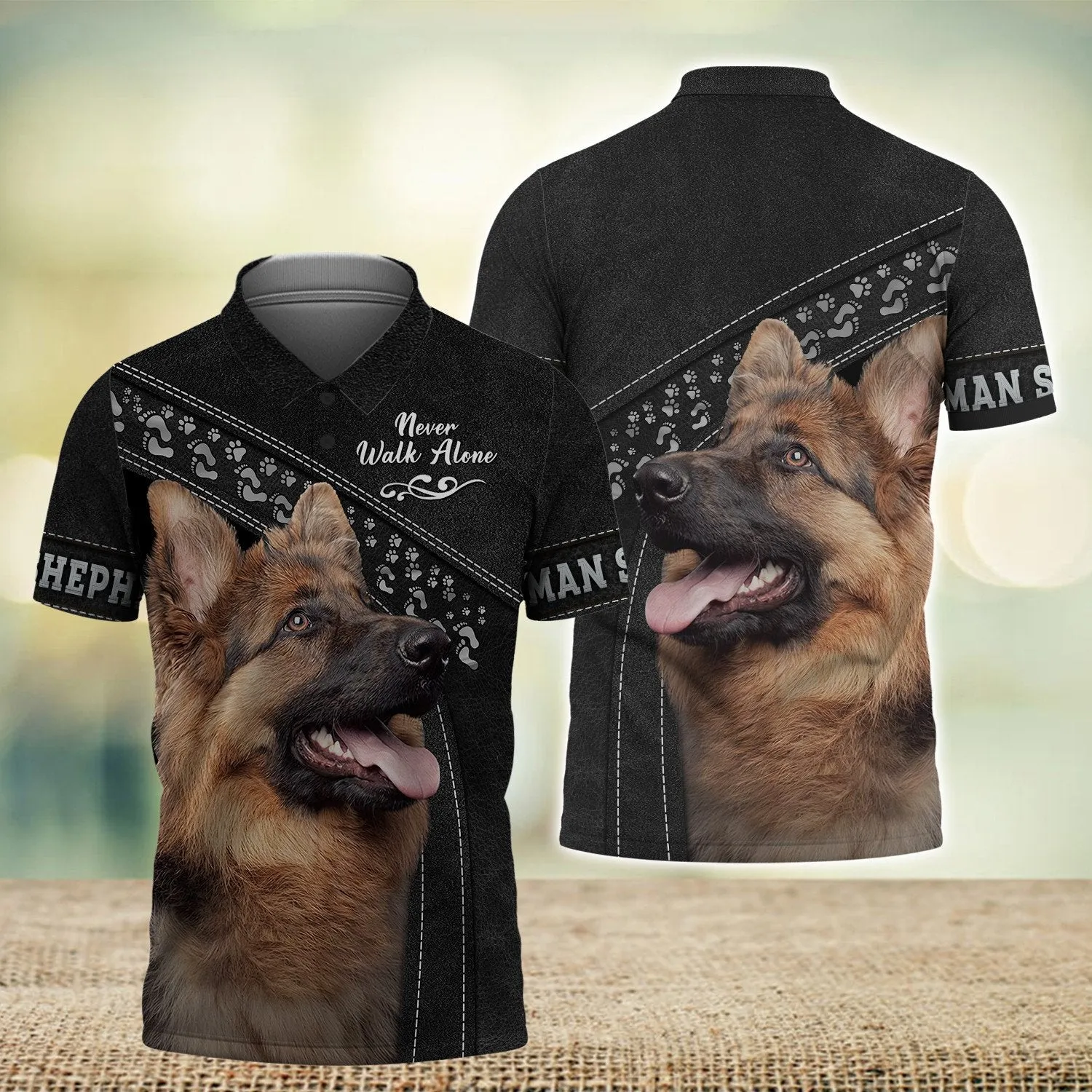 German Shepherd Love Never Walk Alone Black 3D Full Print Shirts, Shirt For Dog Lovers, Dog Memorial Gifts for loss of Dog