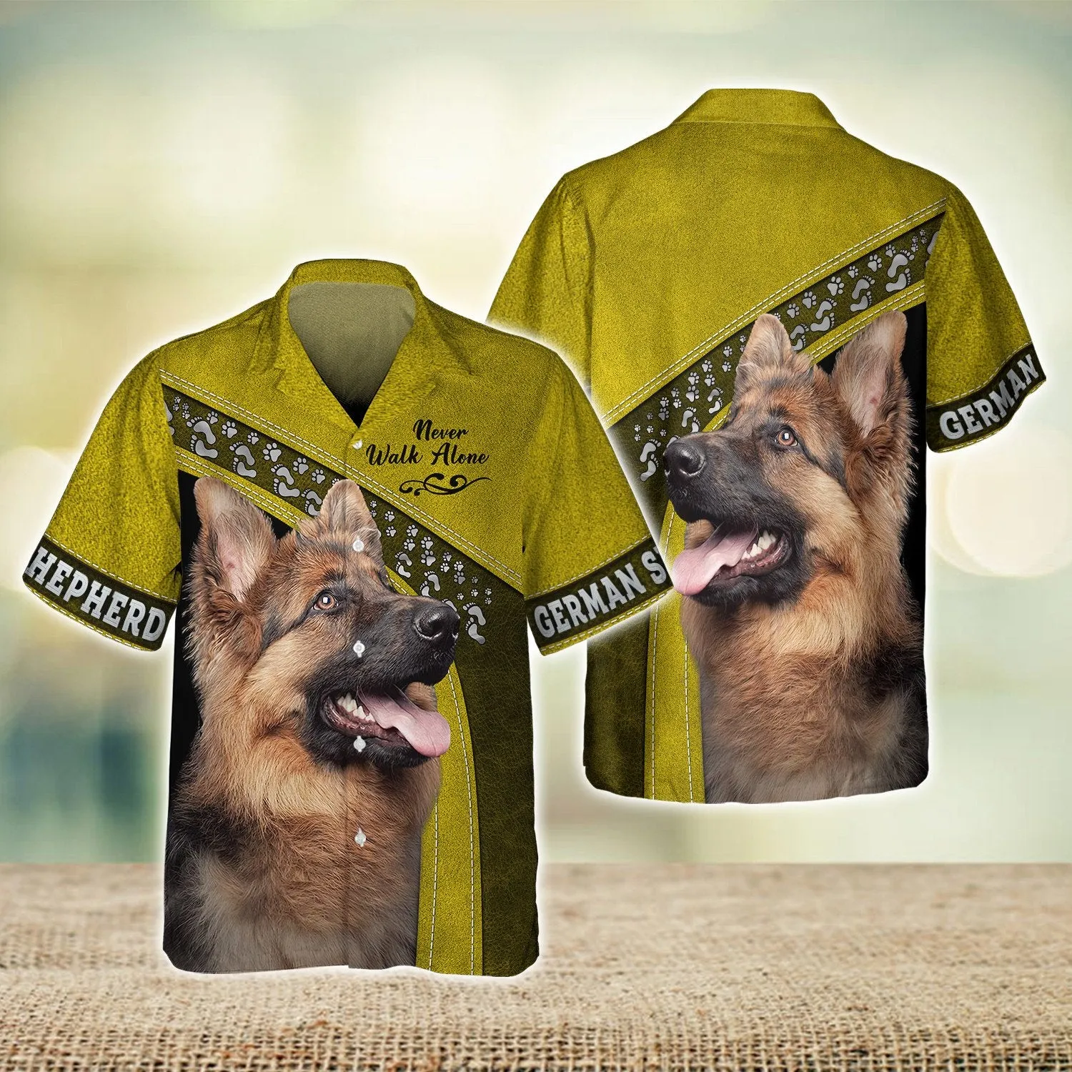 German Shepherd Love Never Walk Alone Yellow 3D Full Print Shirts, Shirt For Dog Lovers, Dog Memorial Gifts for loss of Dog