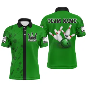 Gift for Bowling Lovers, Green Bowling Pattern Customized Name And Team Name 3D Shirt