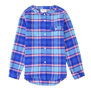 Girl Long Sleeve Royal/Red Plaid Flannel Shirt