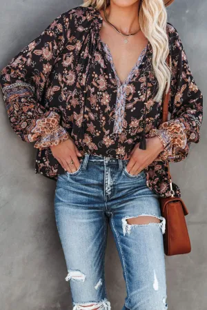 Giving Gorgeous Boho Print Long Sleeve Top