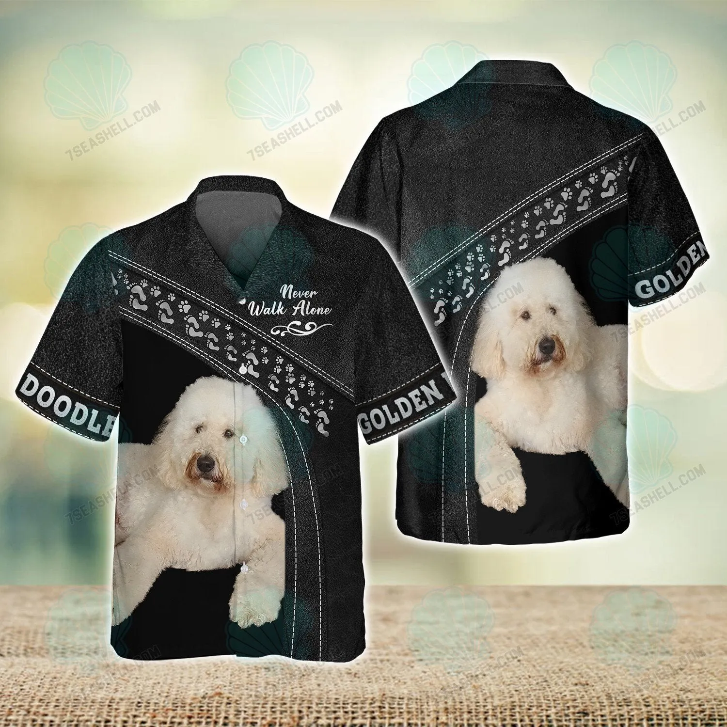 Golden Doodle Black Love Never Walk Alone Love 3D Full Print Shirts, Christmas Dog Memorial Gifts for loss of Dog