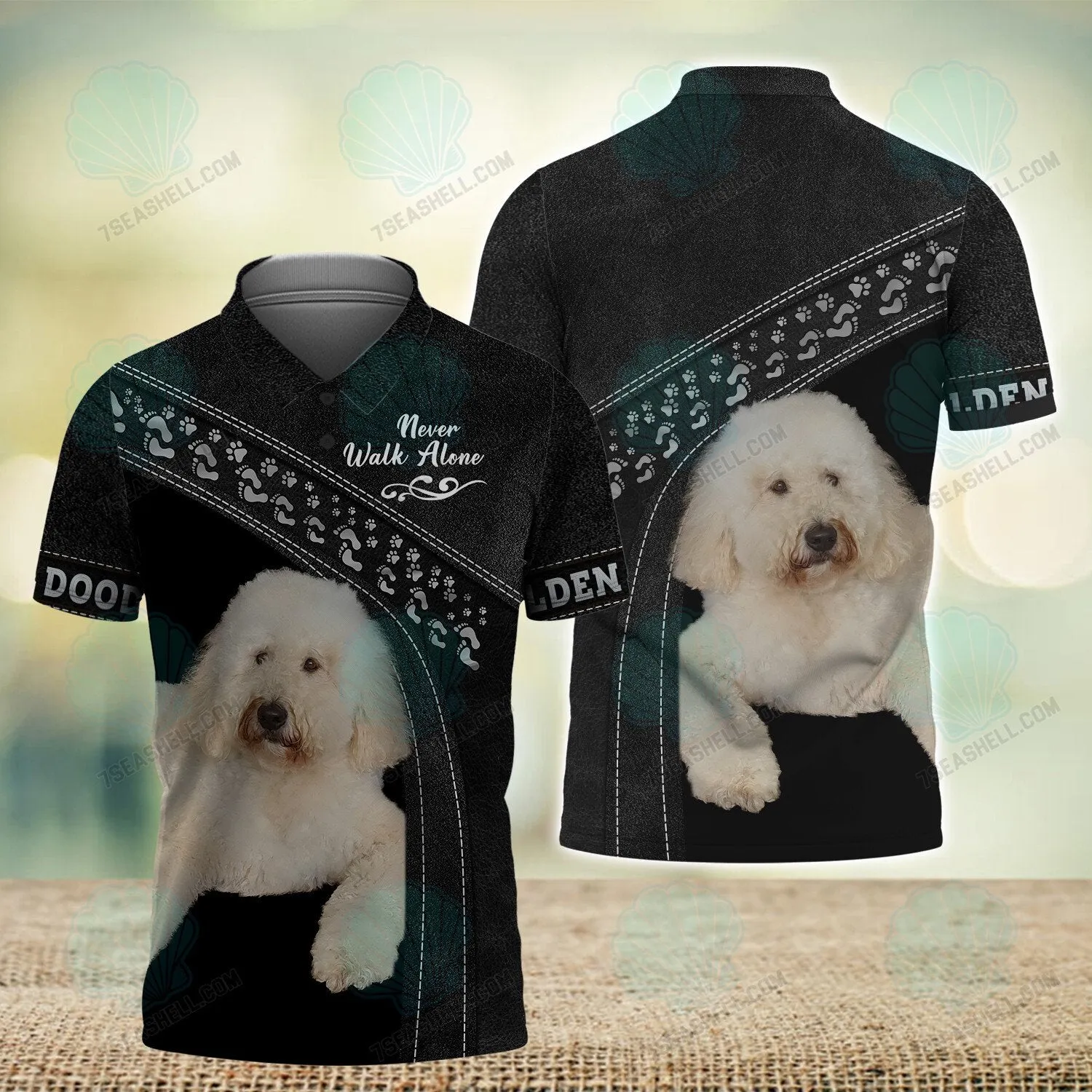 Golden Doodle Black Love Never Walk Alone Love 3D Full Print Shirts, Christmas Dog Memorial Gifts for loss of Dog