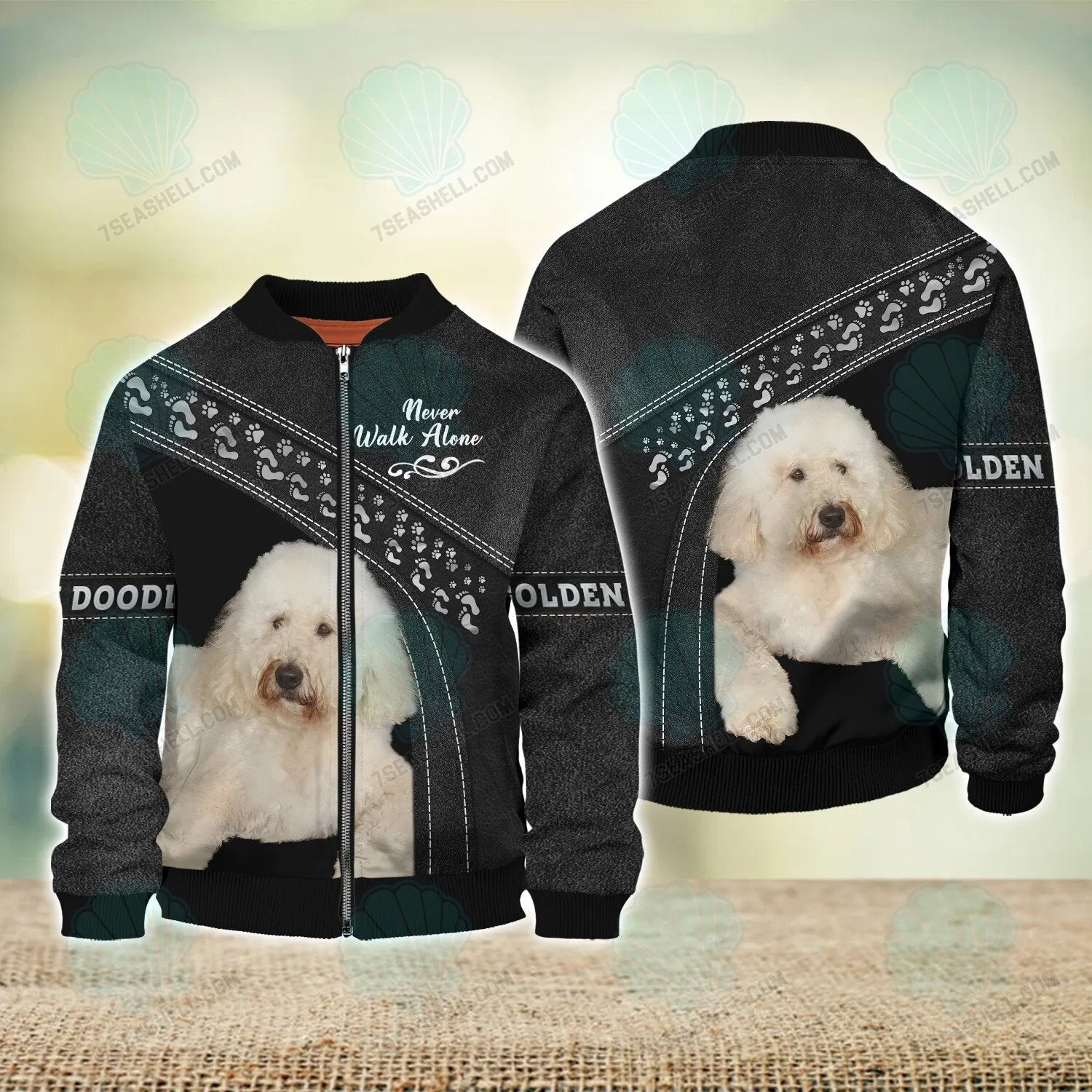 Golden Doodle Black Love Never Walk Alone Love 3D Full Print Shirts, Christmas Dog Memorial Gifts for loss of Dog