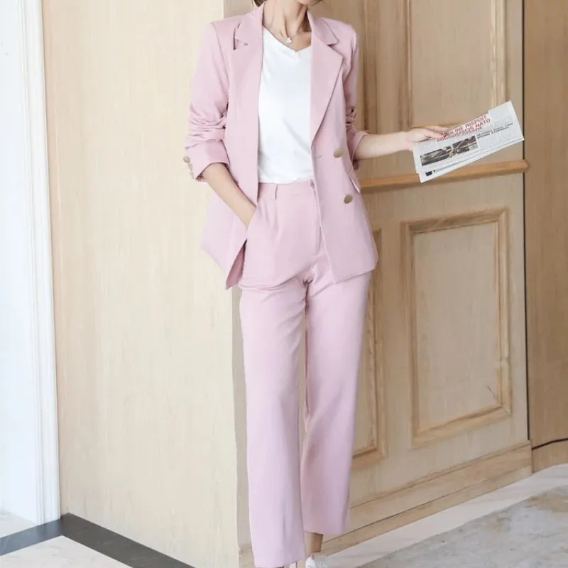 Graduation gift Women's Spring Autumn Elegant Blazer Pant Suits Office Ladies Casual Business 2 Piece Set Female Fashion Workwear Trousers Suit