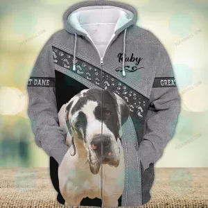 Great Dane Love Never Walk Alone 3D Full Print Shirts, Christmas Dog Memorial Gifts for loss of Dog