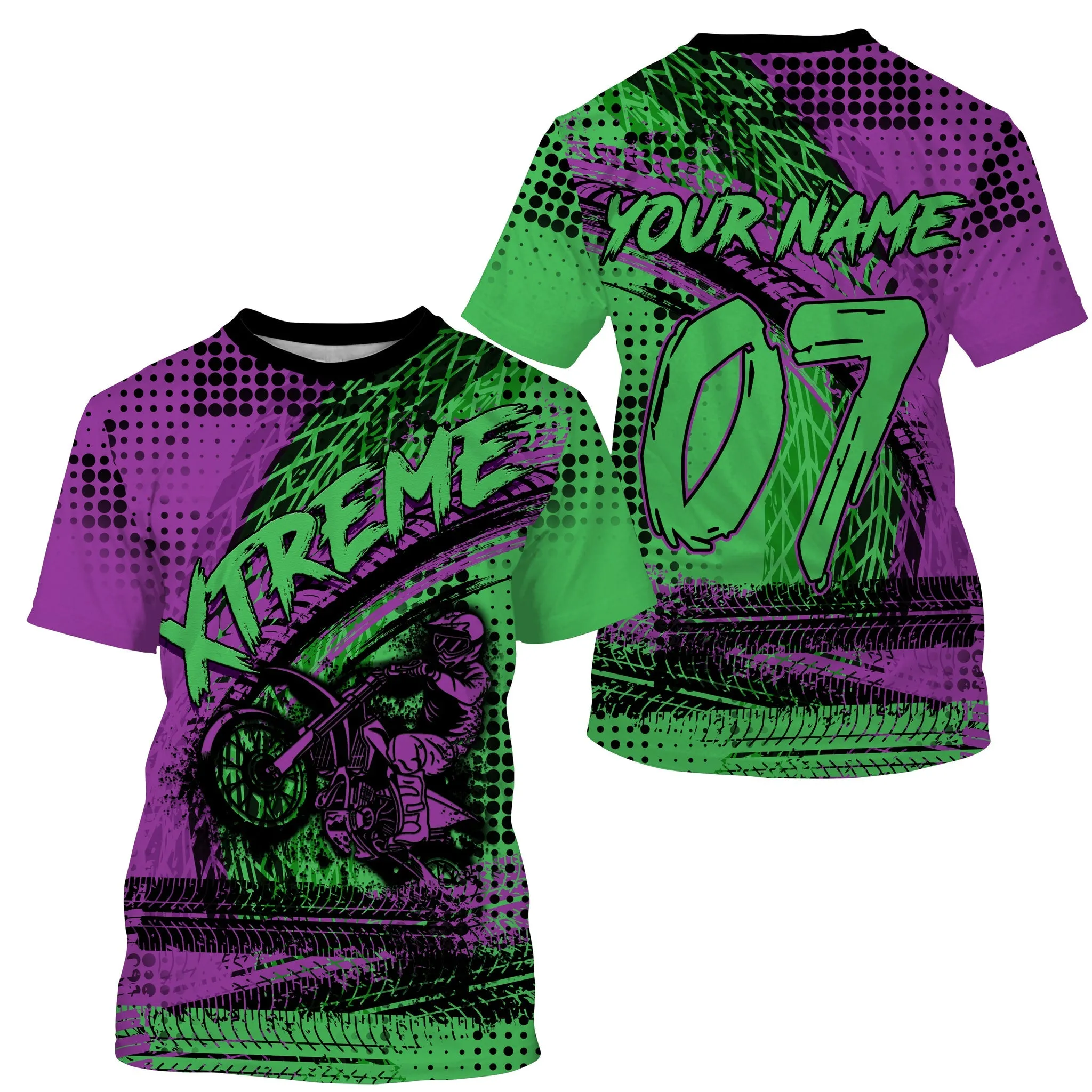 Green Adult Kid Youth Personalized Mx Jersey Motocross Shirt Upf30  Dirt Bike Xtreme Motorcycle