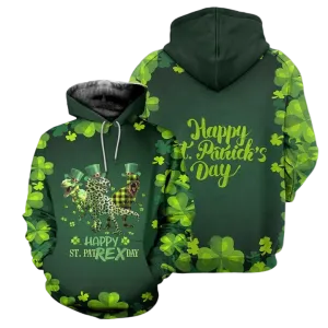 Happy St PatRex Day Happy St Patrick's Day 3D All Over Print Hoodie, Zip-up Hoodie