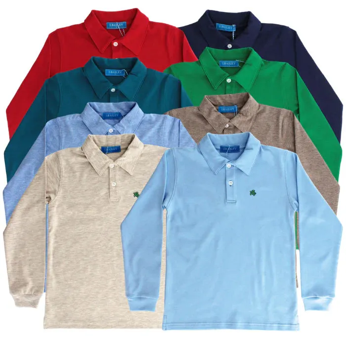 Harry L/S Polo-Heathered Blue