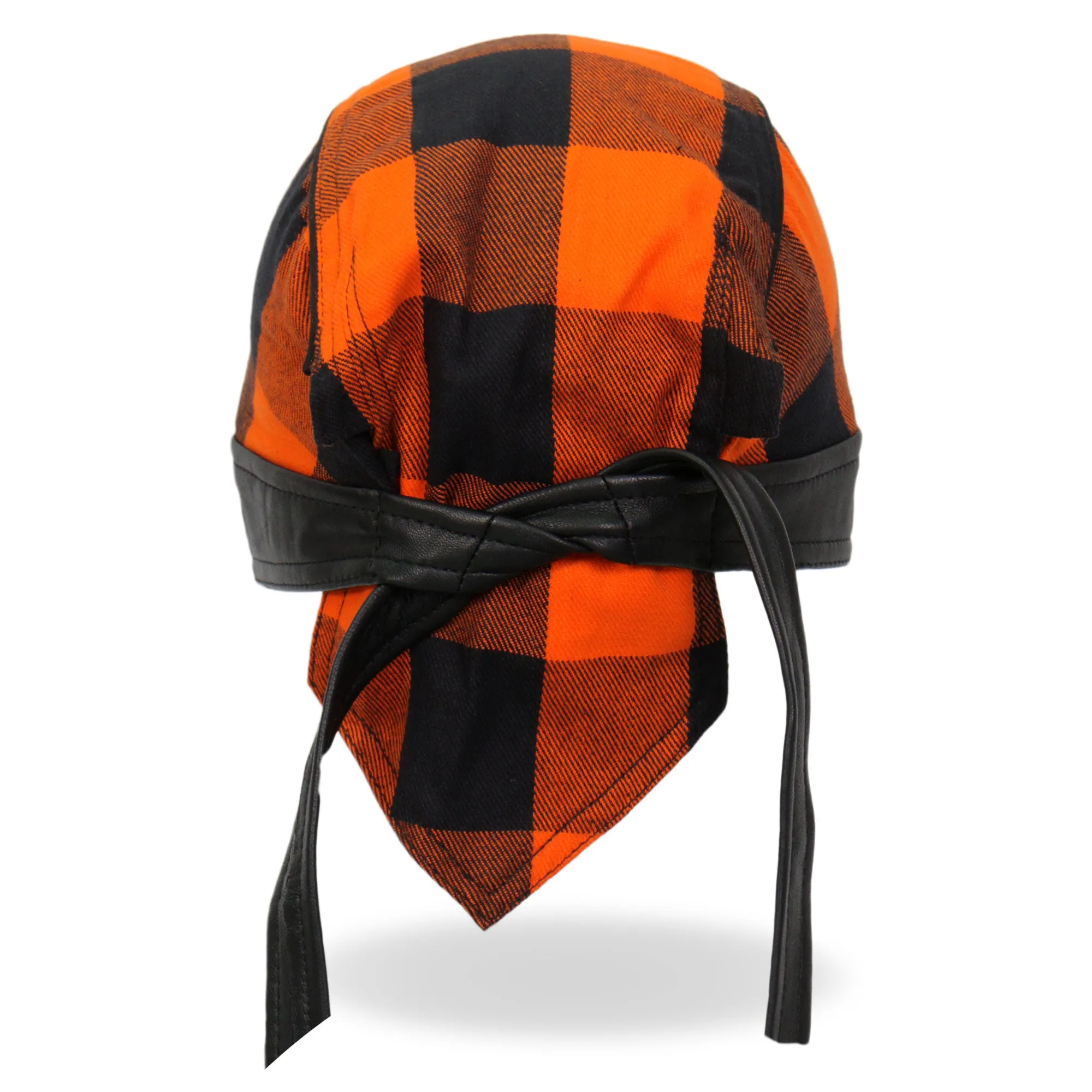 Hot Leathers Black/Orange Buffalo Plaid Lightweight Headwrap HWH1109