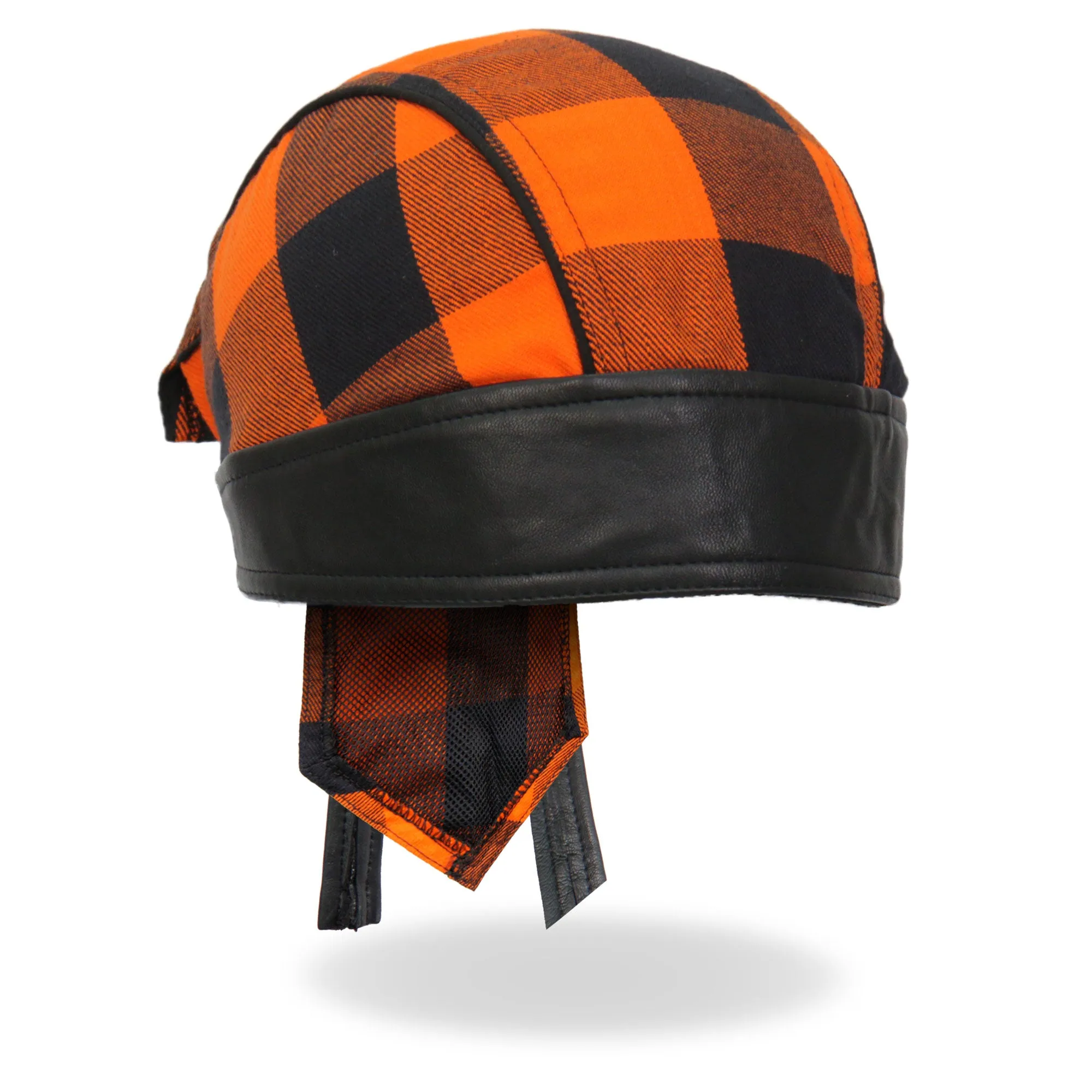 Hot Leathers Black/Orange Buffalo Plaid Lightweight Headwrap HWH1109