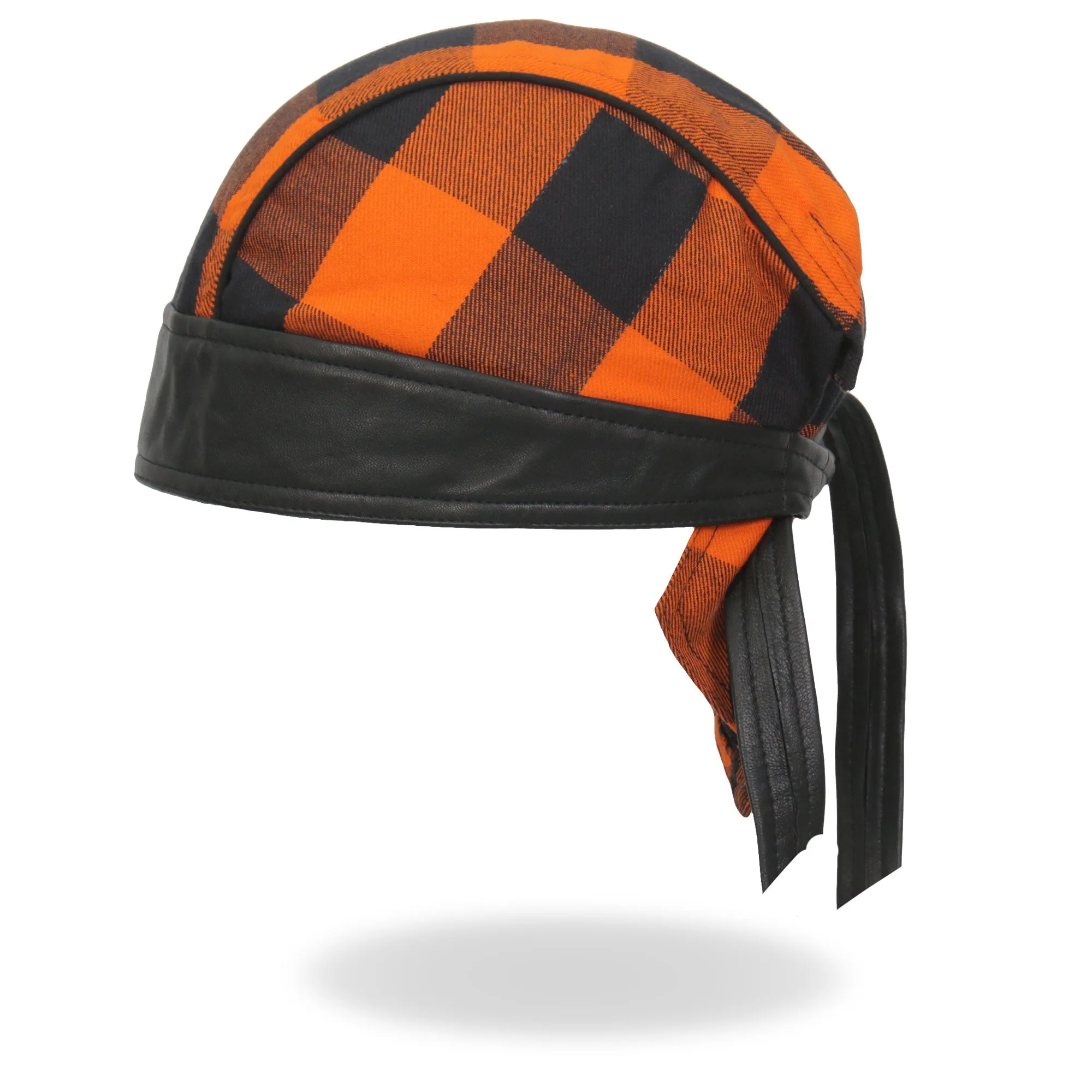 Hot Leathers Black/Orange Buffalo Plaid Lightweight Headwrap HWH1109