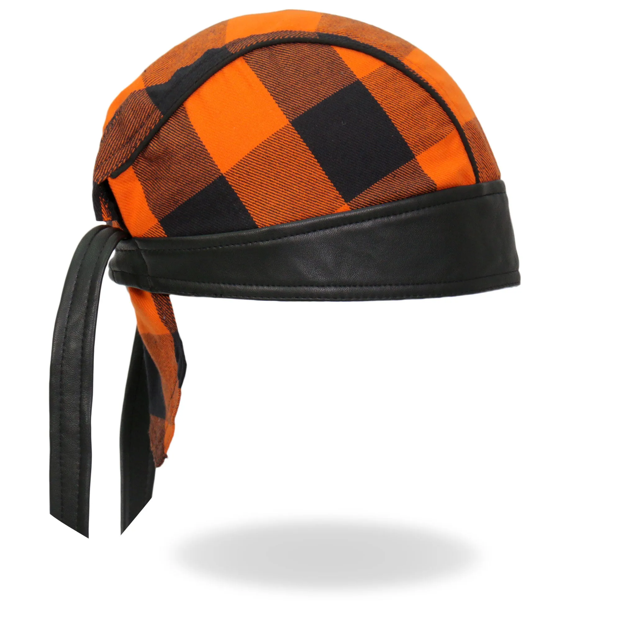 Hot Leathers Black/Orange Buffalo Plaid Lightweight Headwrap HWH1109