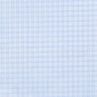 Ice Blue Ground Jacquard Weave with Double Blue Hairline Check Classic Custom Shirt 100c 120/2*50 Sas728a