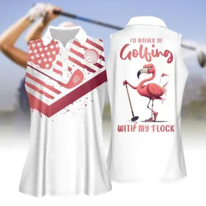 I'd Rather Be Golfing With My Flock Women Short Sleeve Polo Shirt, Sleeveless Polo Shirt