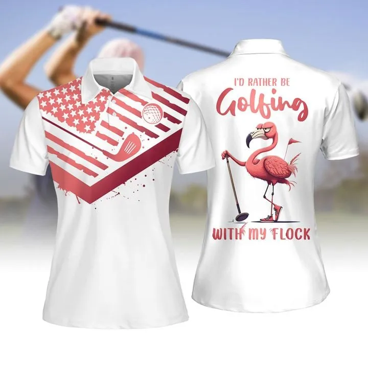 I'd Rather Be Golfing With My Flock Women Short Sleeve Polo Shirt, Sleeveless Polo Shirt