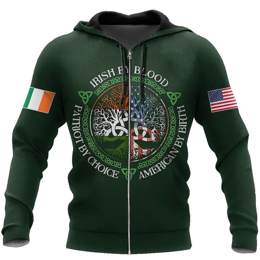 Irish By Blood American By Birth Patriot By Choice St.Patrick Day Hoodie Shirt for Men and Women