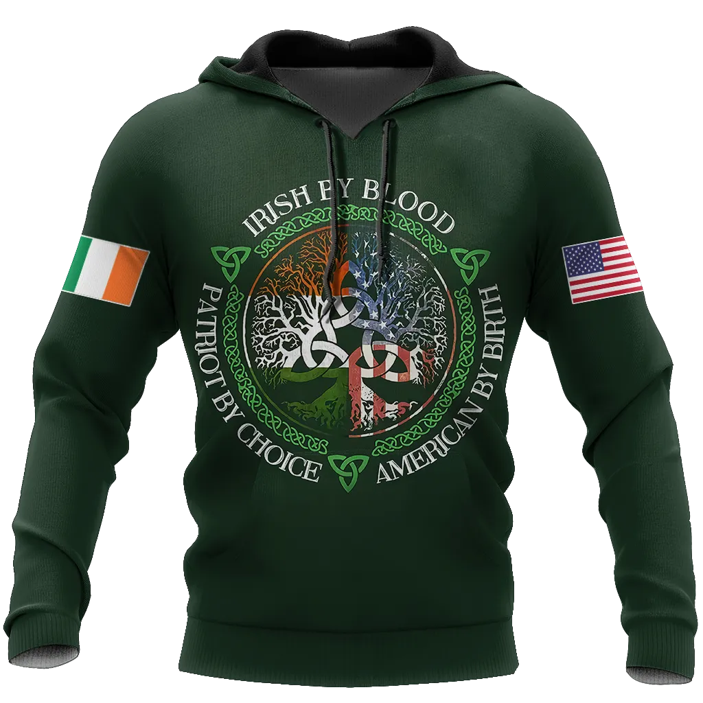 Irish By Blood American By Birth Patriot By Choice St.Patrick Day Hoodie Shirt for Men and Women