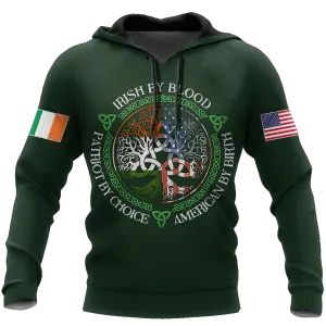 Irish By Blood American By Birth Patriot By Choice St.Patrick Day Hoodie Shirt for Men and Women