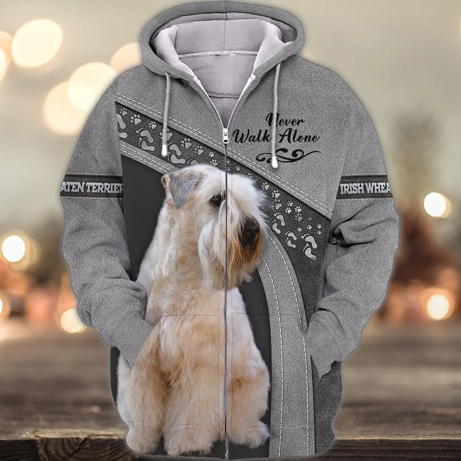 Irish Wheaten terrier Love Never Walk Alone Grey 3D Full Print Shirts, Shirt For Dog Lovers, Dog Memorial Gifts for loss of Dog