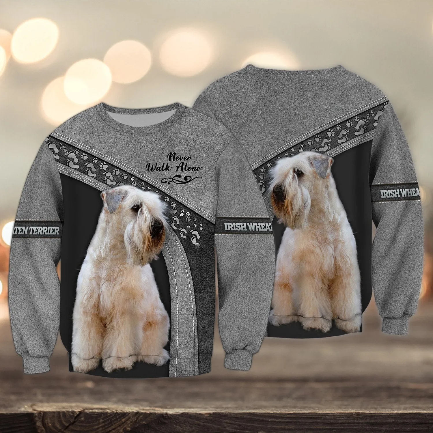 Irish Wheaten terrier Love Never Walk Alone Grey 3D Full Print Shirts, Shirt For Dog Lovers, Dog Memorial Gifts for loss of Dog