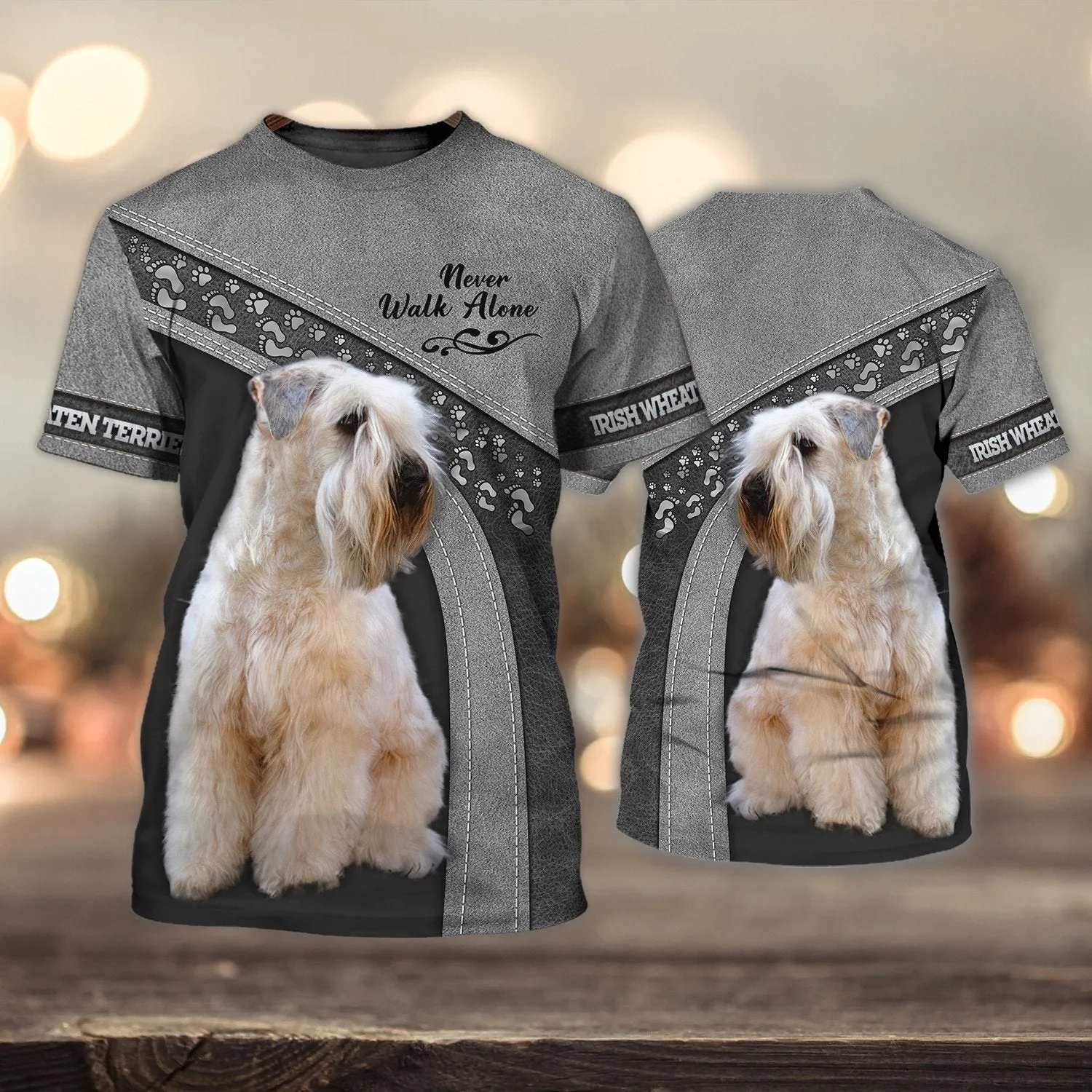 Irish Wheaten terrier Love Never Walk Alone Grey 3D Full Print Shirts, Shirt For Dog Lovers, Dog Memorial Gifts for loss of Dog