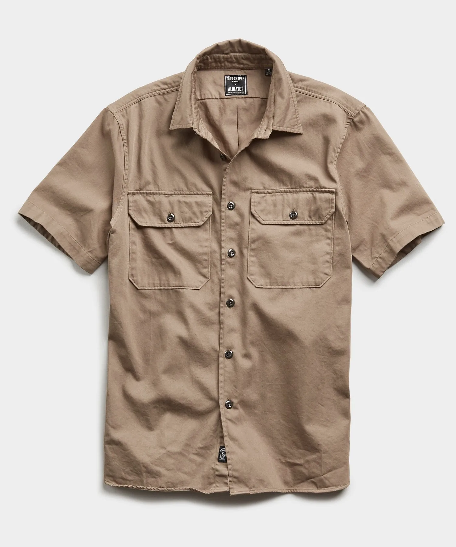 Italian Two Pocket Utility Short Sleeve Shirt in Khaki