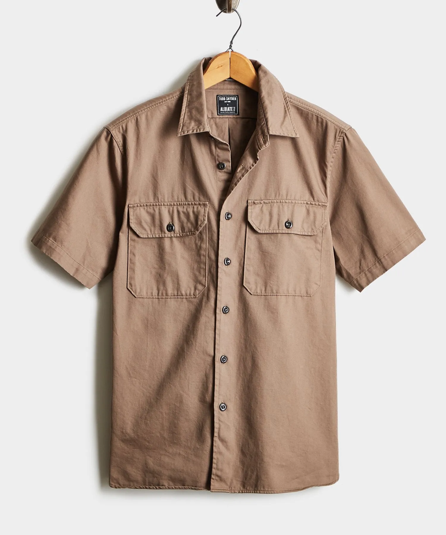 Italian Two Pocket Utility Short Sleeve Shirt in Khaki