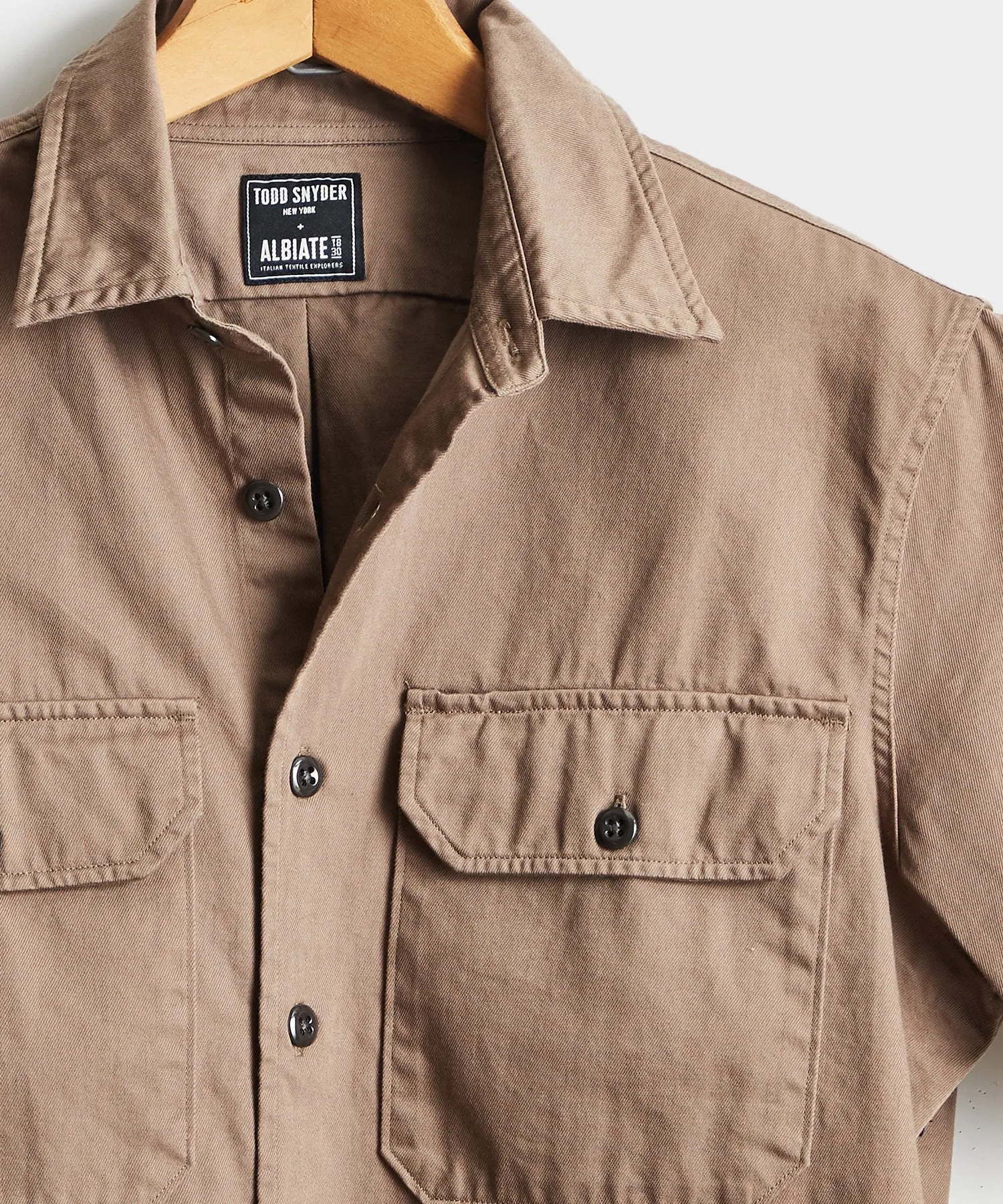 Italian Two Pocket Utility Short Sleeve Shirt in Khaki