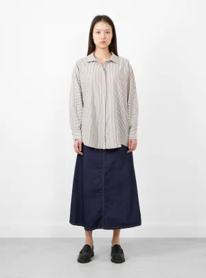 Kaarina Dolman Striped Button-Down Shirt in Sand White