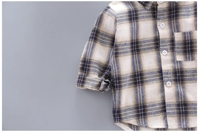 Kids Shirt Clothes Blouses Infant Boy Plaid Cotton Tops 1-4 Years Kids Long Sleeves Shirt