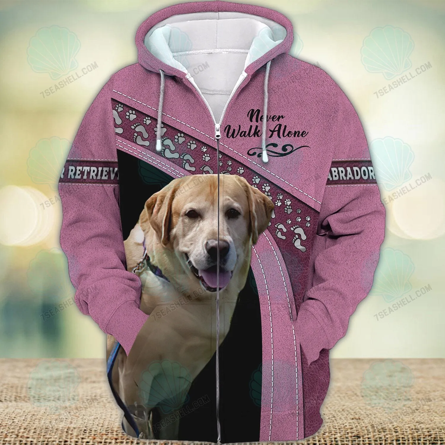 Labrador Retriever Love Pink Never Walk Alone 3D Full Print Shirts, Christmas Dog Memorial Gifts for loss of Dog